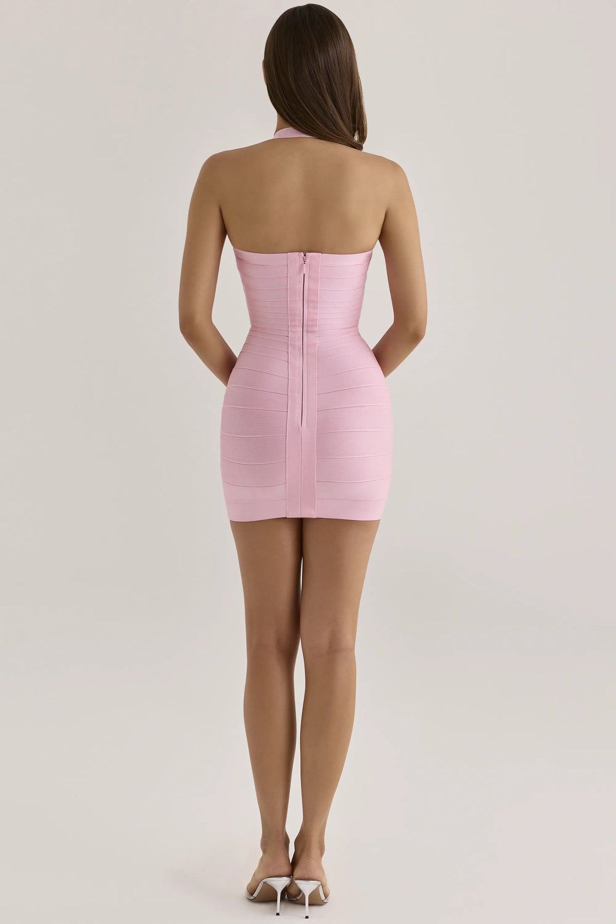 The Silhouette Lychee Halter Neck Bandage Mini Dress