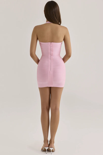 The Silhouette Lychee Halter Neck Bandage Mini Dress