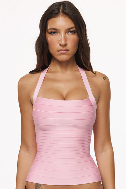 The Silhouette Lychee Halter Neck Bandage Top
