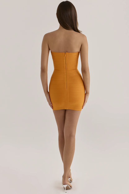 The Sweetheart Mango Strapless V Waist Bandage Mini Dress