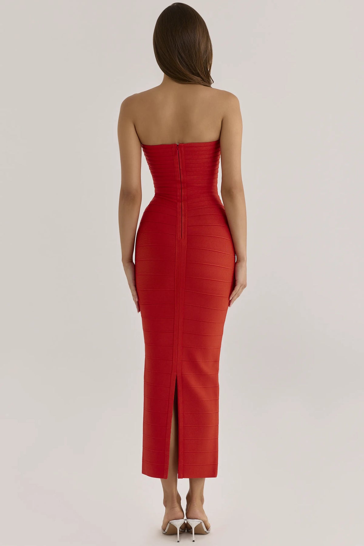 The Sweetheart Saffron Strapless V Waist Bandage Maxi Dress