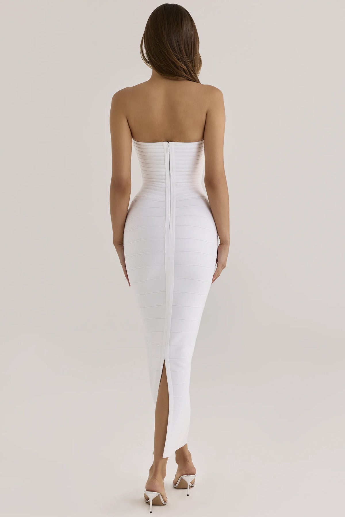 The Sweetheart True White Strapless V Waist Bandage Maxi Dress