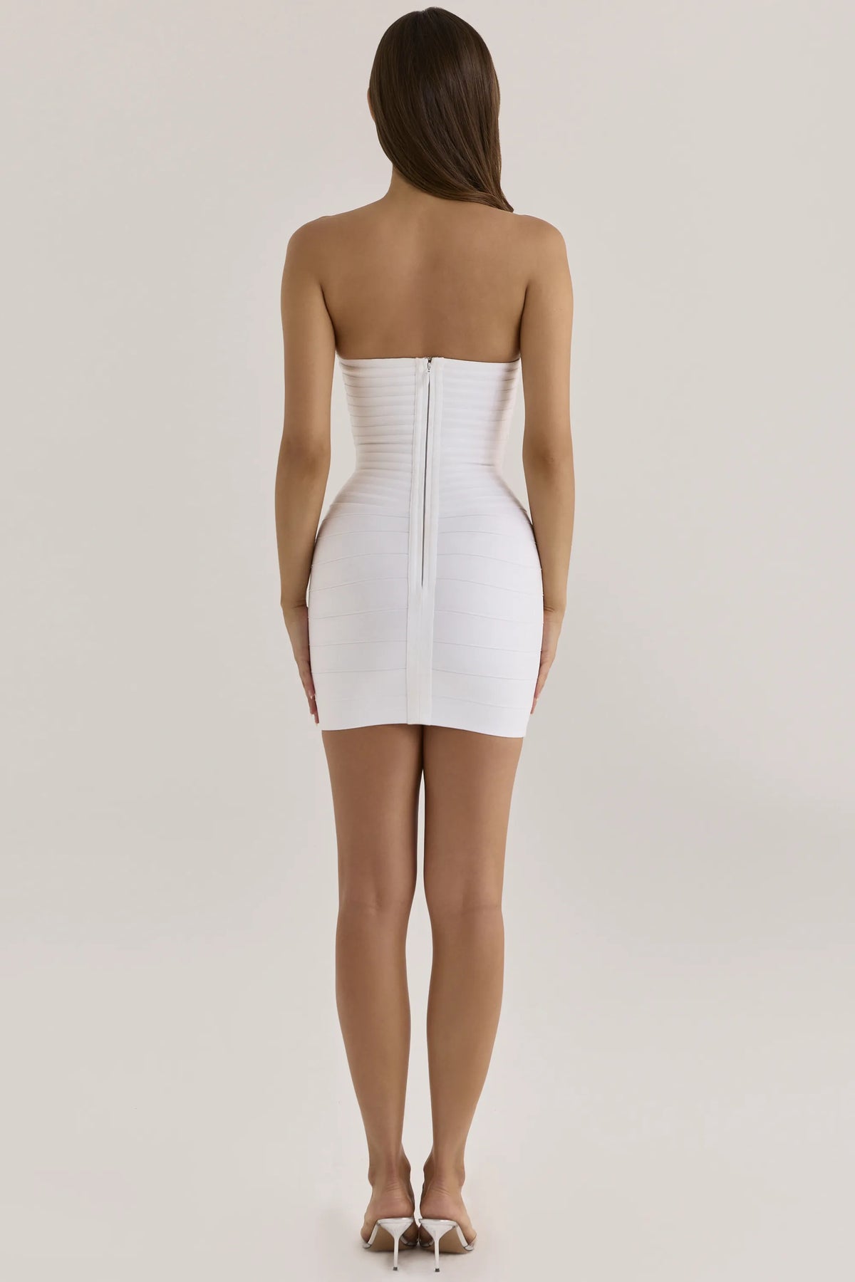 The Sweetheart True White Strapless V Waist Bandage Mini Dress