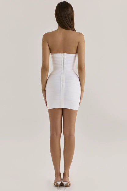 The Sweetheart True White Strapless V Waist Bandage Mini Dress