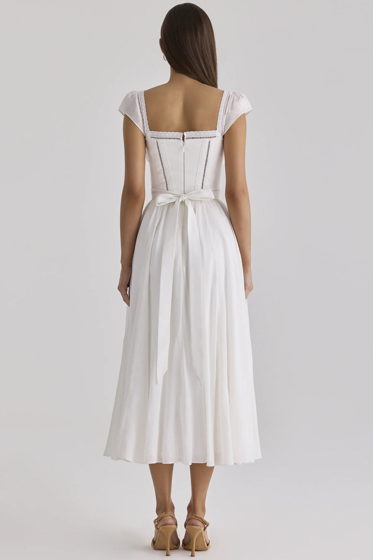 Thea White Voile + Broderie Anglais Maxi Dress