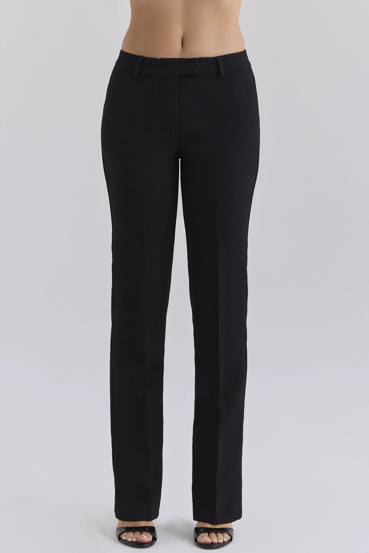 Victoire Black Stretch Twill Mid-Rise Straight Leg Trousers