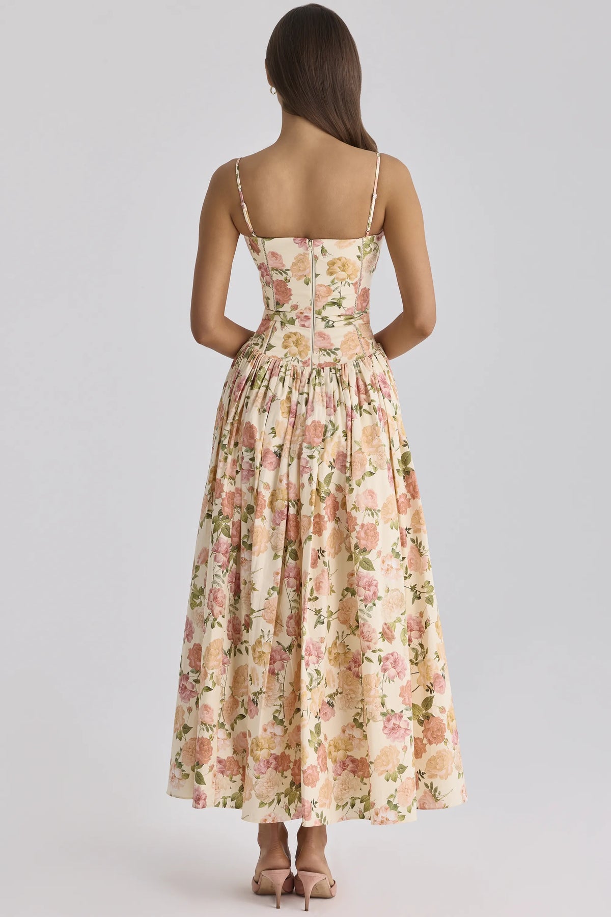 Ysabella Warm Rose Print Cotton Midi Sundress