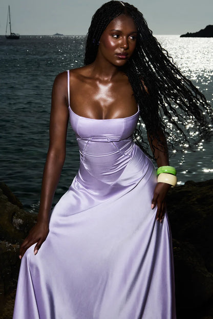 Anabella Orchid Lace Up Maxi Dress