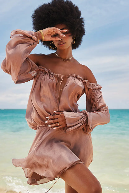 Chaya Hazelnut Off Shoulder Dress