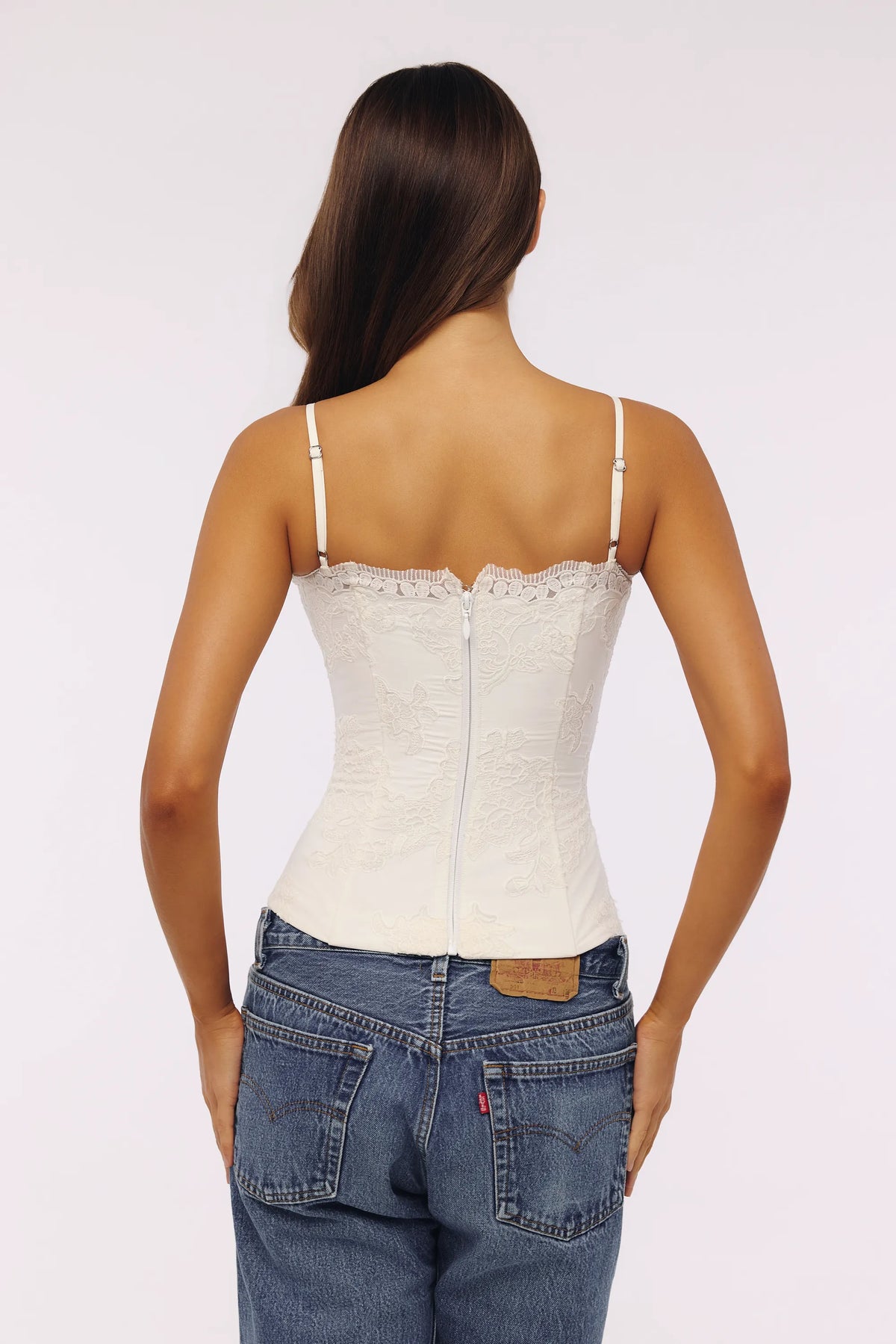 Chloe White Cotton Broderie Anglais Lace Top