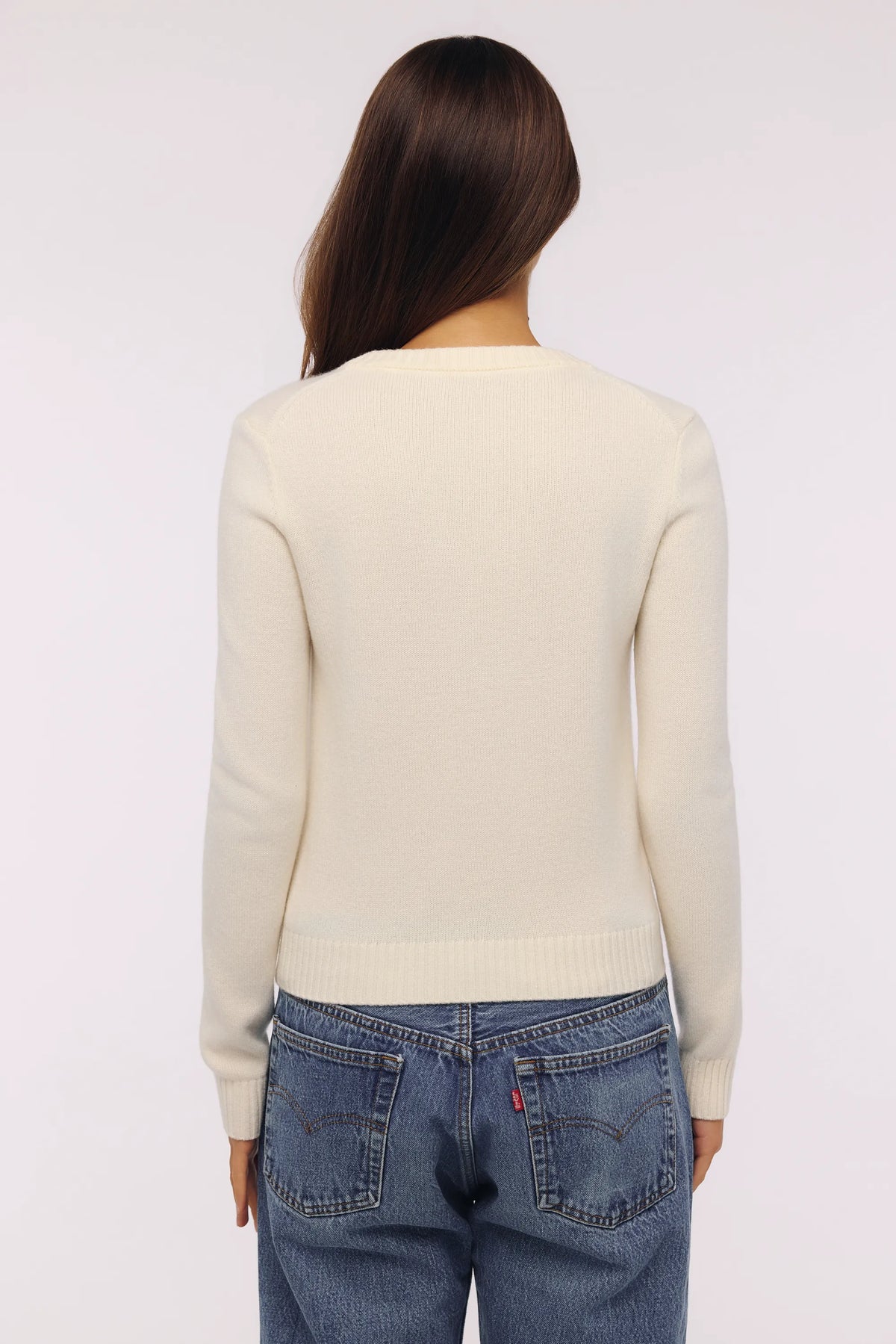 Poppie Ivory Wool + Cashmere Floral Embroidered Cardigan