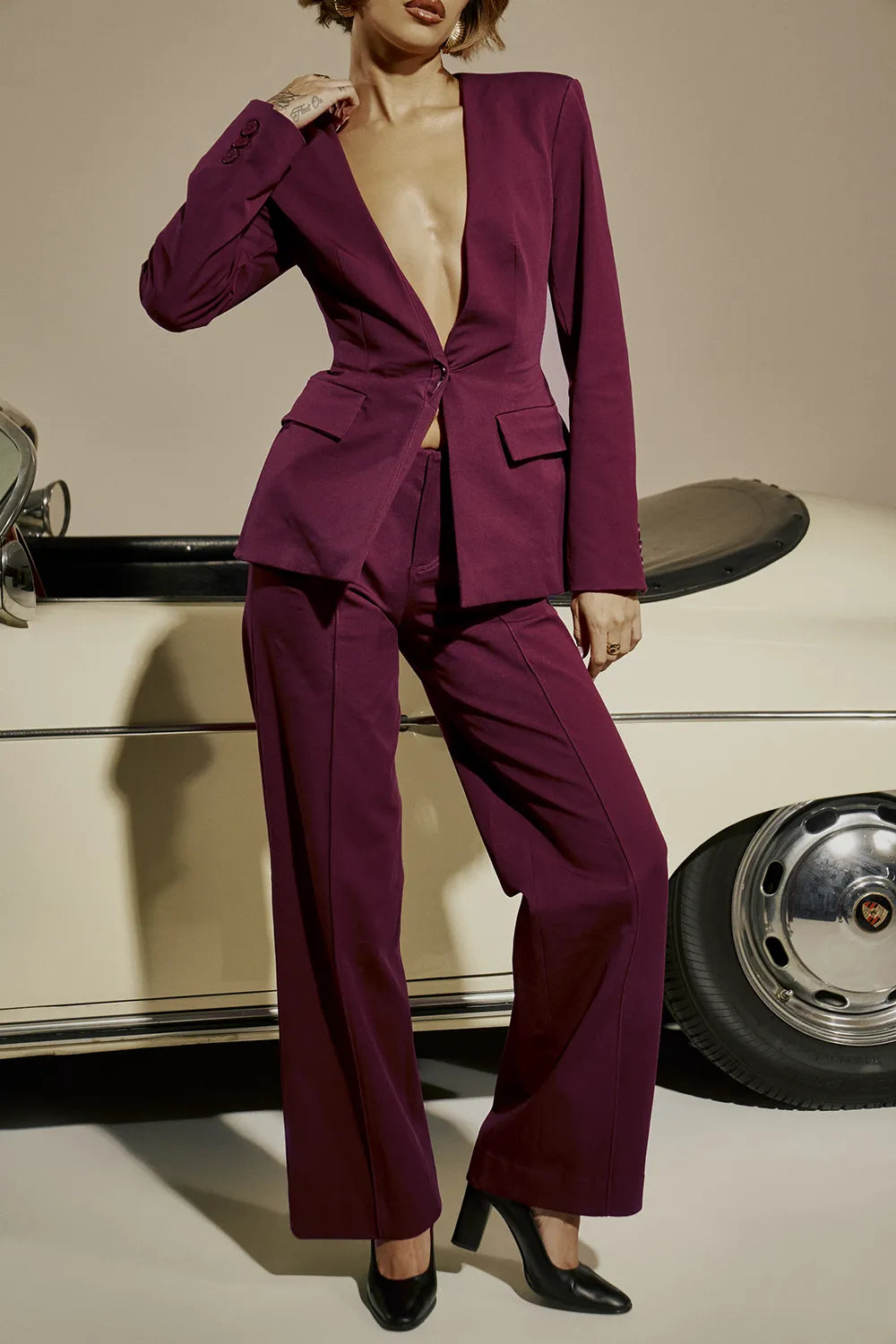 Rivi Wine Straight Leg Trousers
