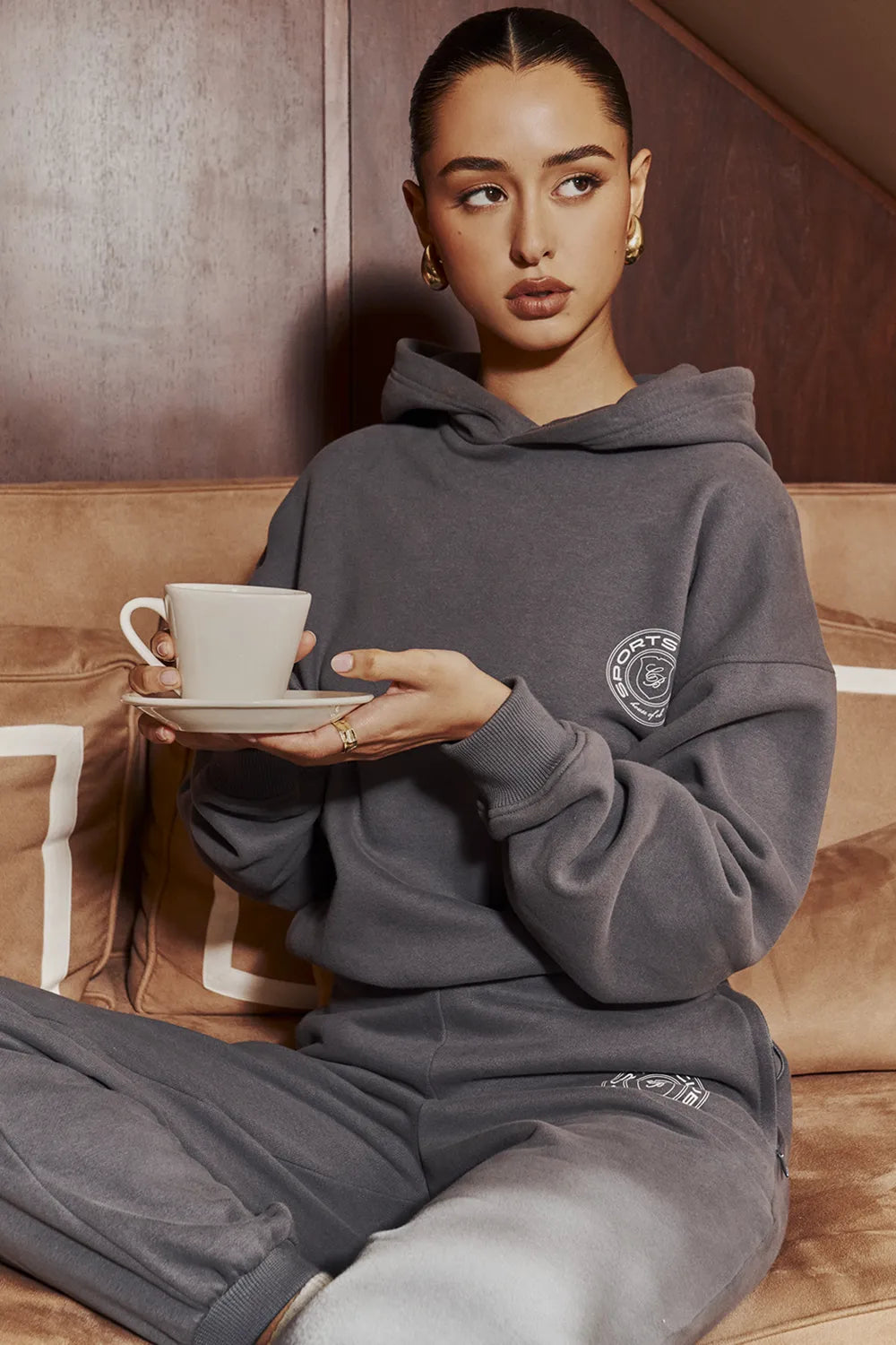 Muse Slate Cotton Fleece-Back Hoodie