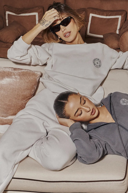 Haze Cloud Cotton Fleece-Back Crew Neck Sweatshirt