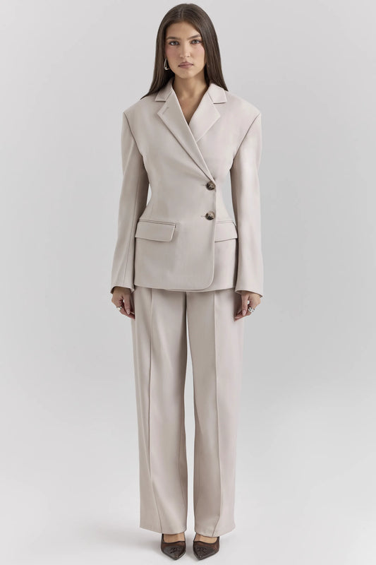 Hayden Beige High Waist Tailored Trousers