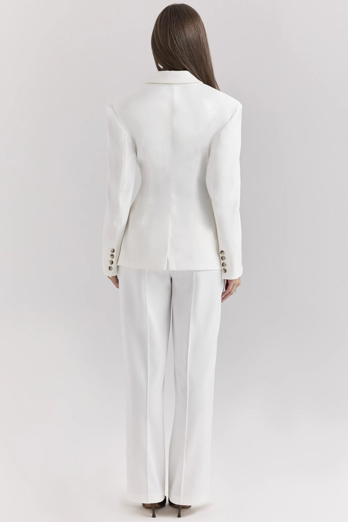Hayden White Wide Leg High Waist Tailored Trousers