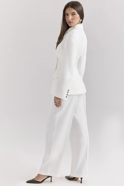 Hayden White Wide Leg High Waist Tailored Trousers