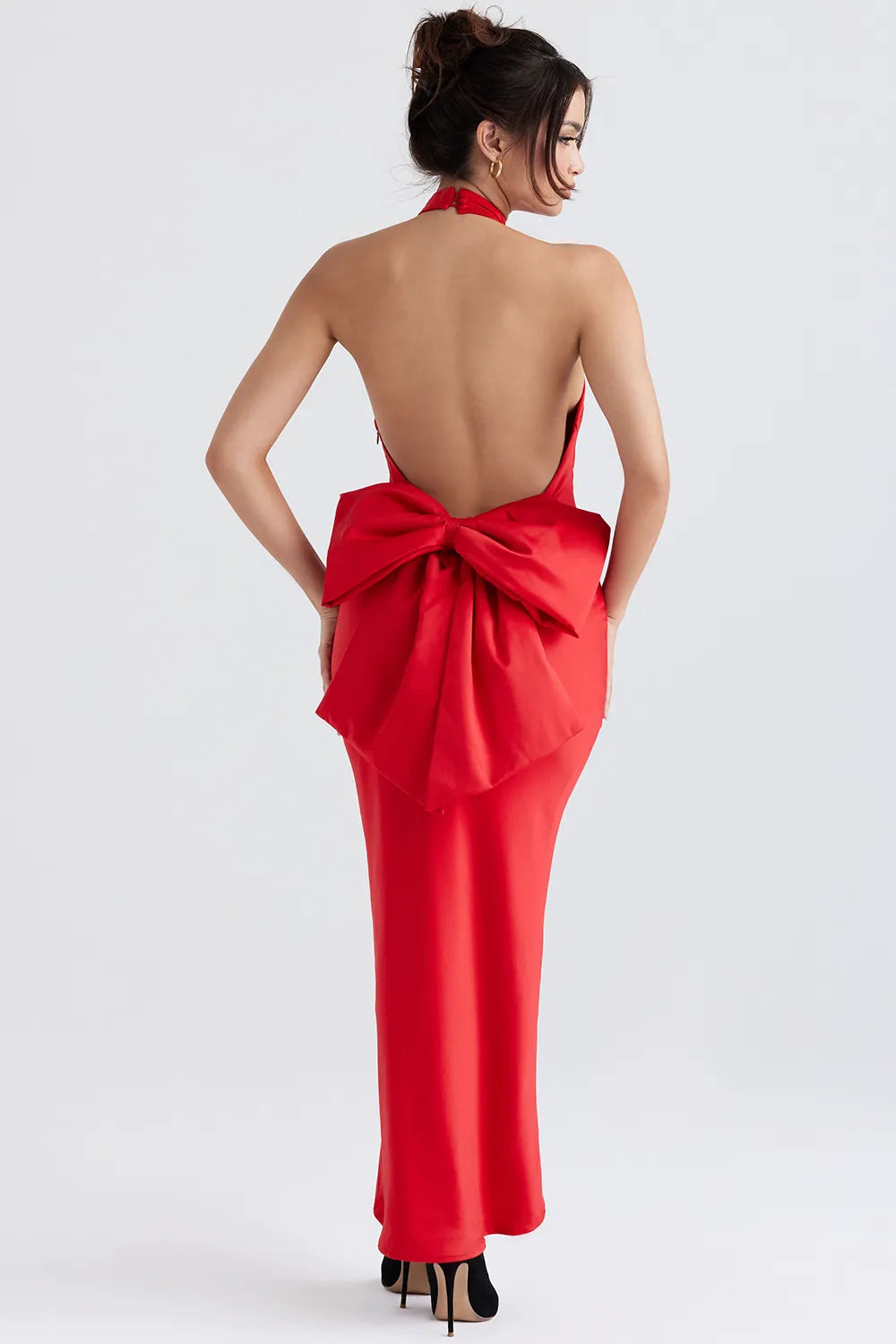 Ilaria Red Bow Halter Dress