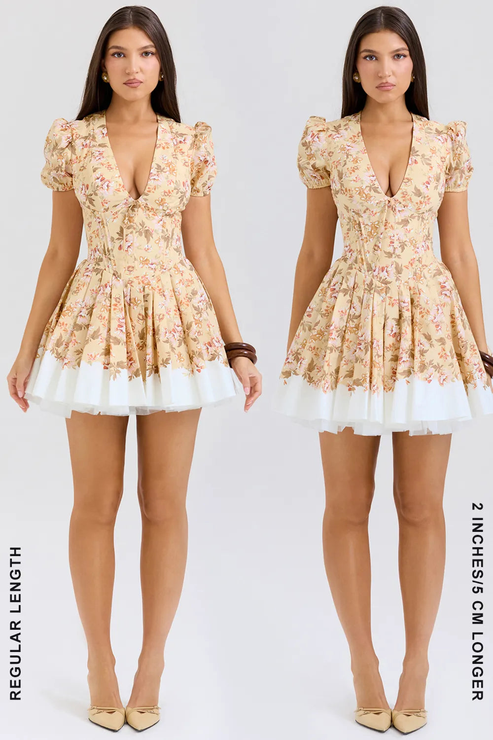 Imani Honeyflower Print Pleated Cotton Mini Dress