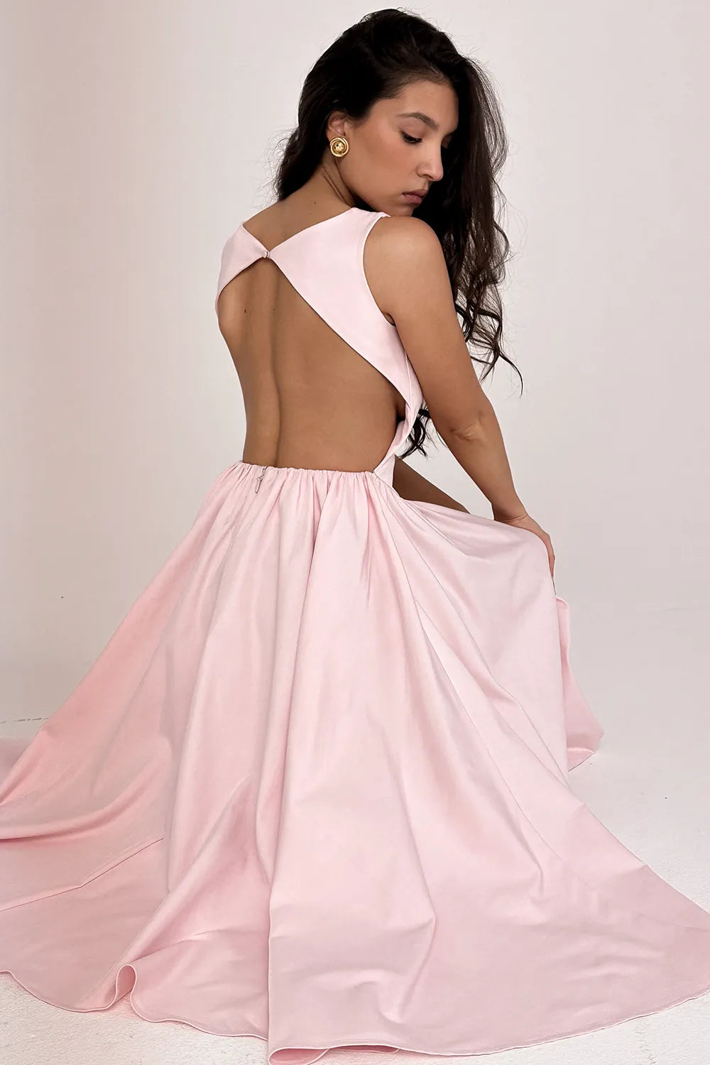 Cindy Ballerina Pink Twill Midi Sundress
