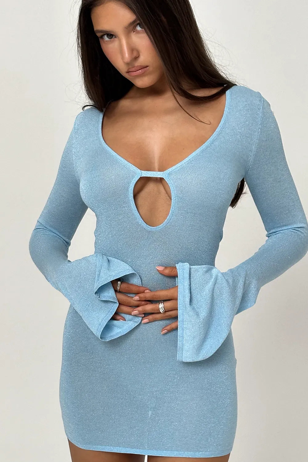 Noya Ocean Blue Knit Mini Dress