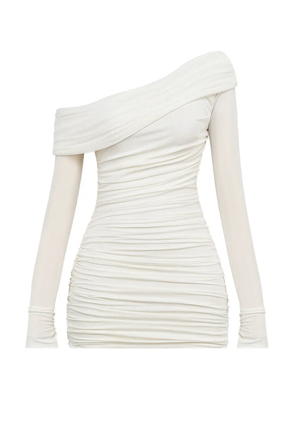 Mistress Rocks Ivory Gathered Off Shoulder Mini Dress - SALE