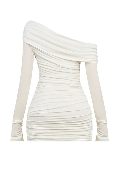 Mistress Rocks Ivory Gathered Off Shoulder Mini Dress - SALE