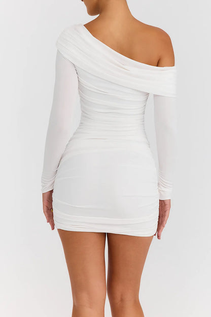 Mistress Rocks Ivory Gathered Off Shoulder Mini Dress - SALE