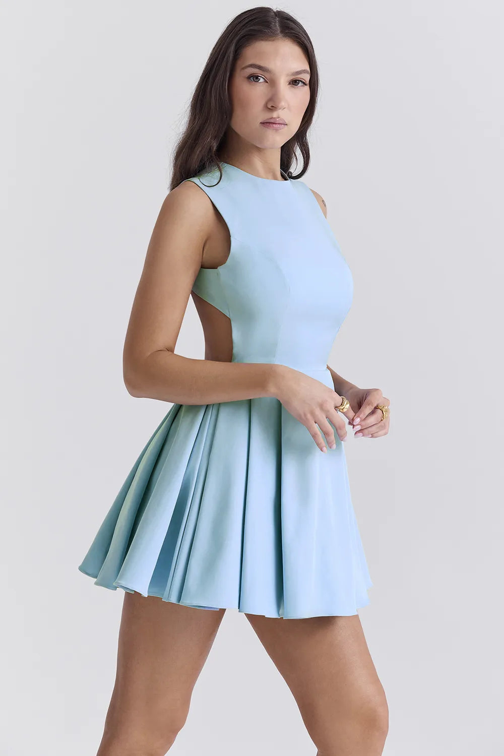 Ingrid Tuscan Blue Twill Mini Dress