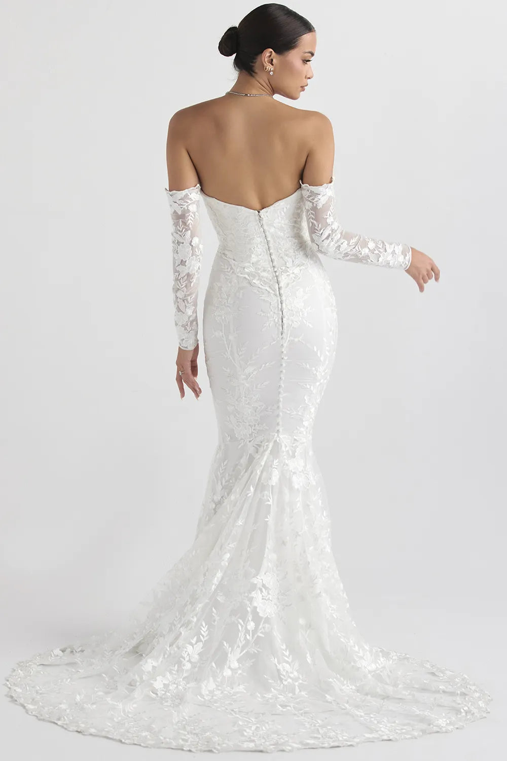 Isabelle White Lace Long Sleeve Bridal Gown