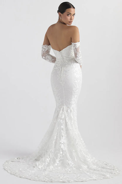 Isabelle White Lace Long Sleeve Bridal Gown
