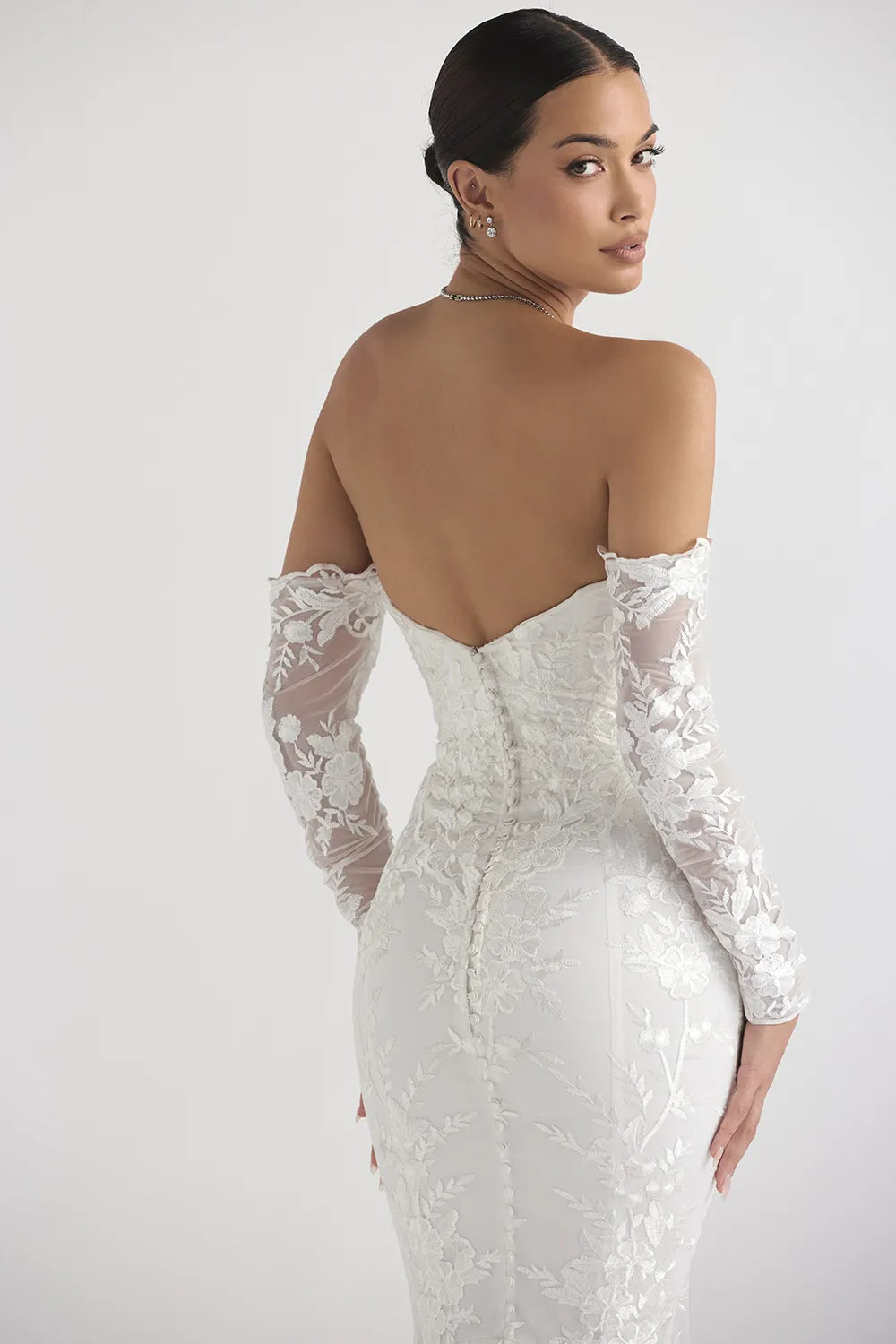 Isabelle White Lace Long Sleeve Bridal Gown