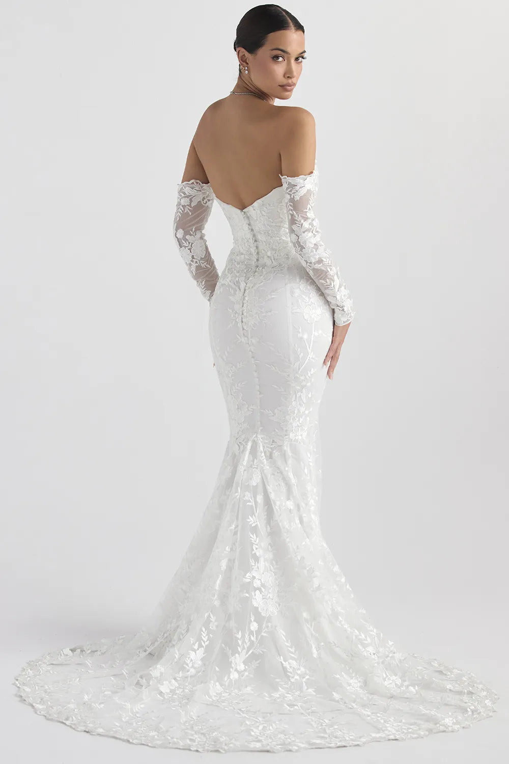Isabelle White Lace Long Sleeve Bridal Gown