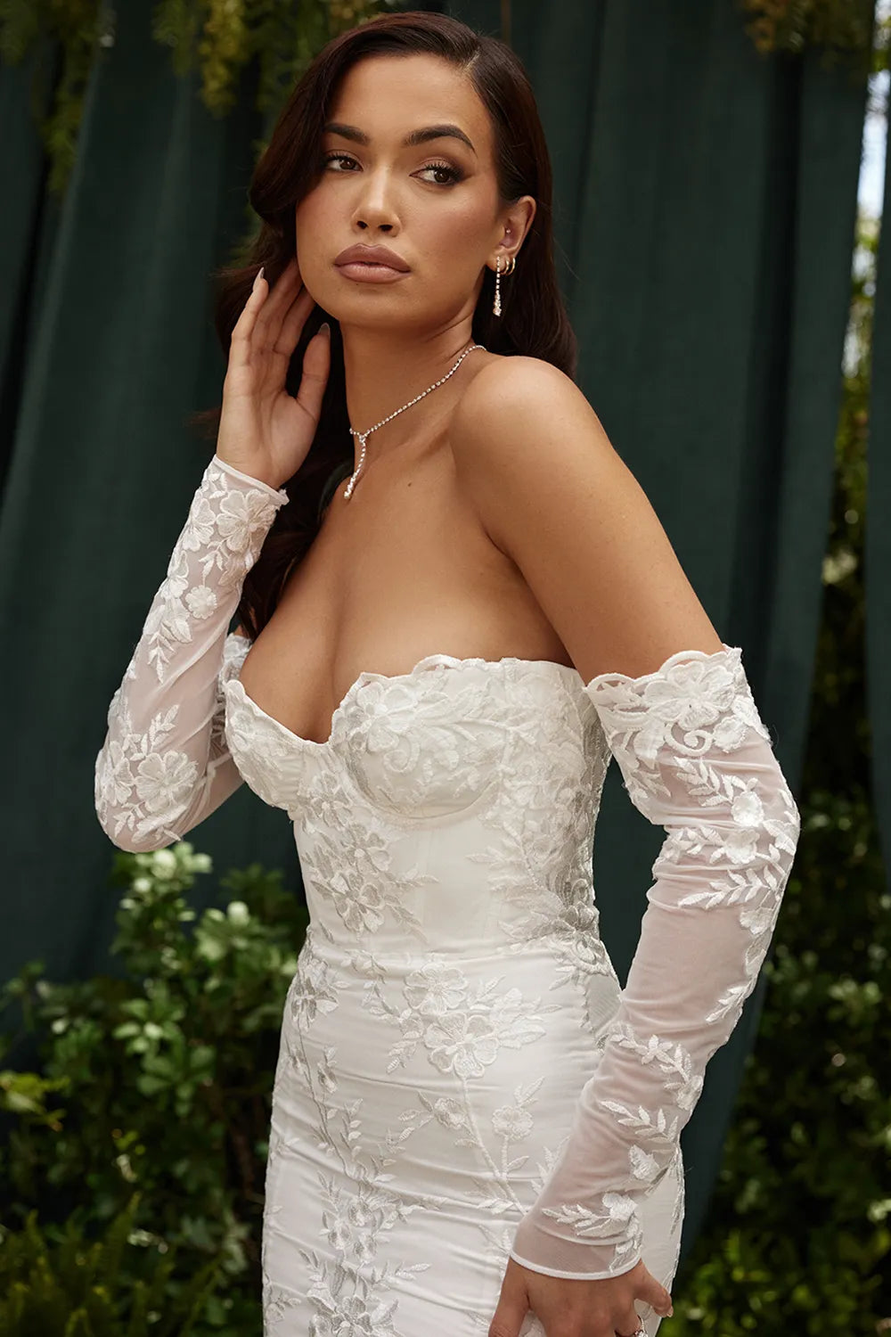 Isabelle White Lace Long Sleeve Bridal Gown