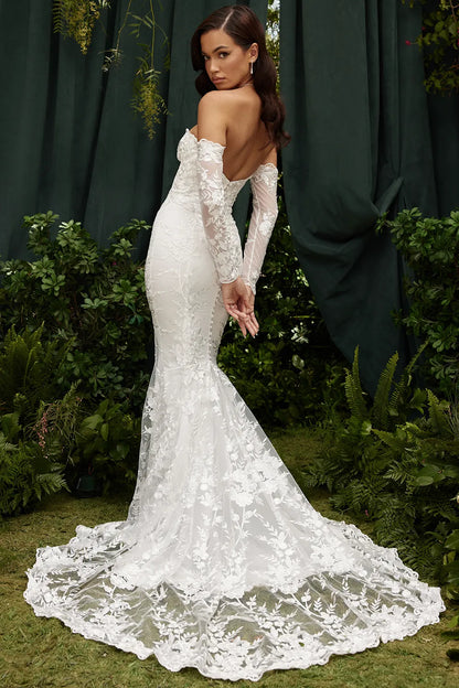 Isabelle White Lace Long Sleeve Bridal Gown