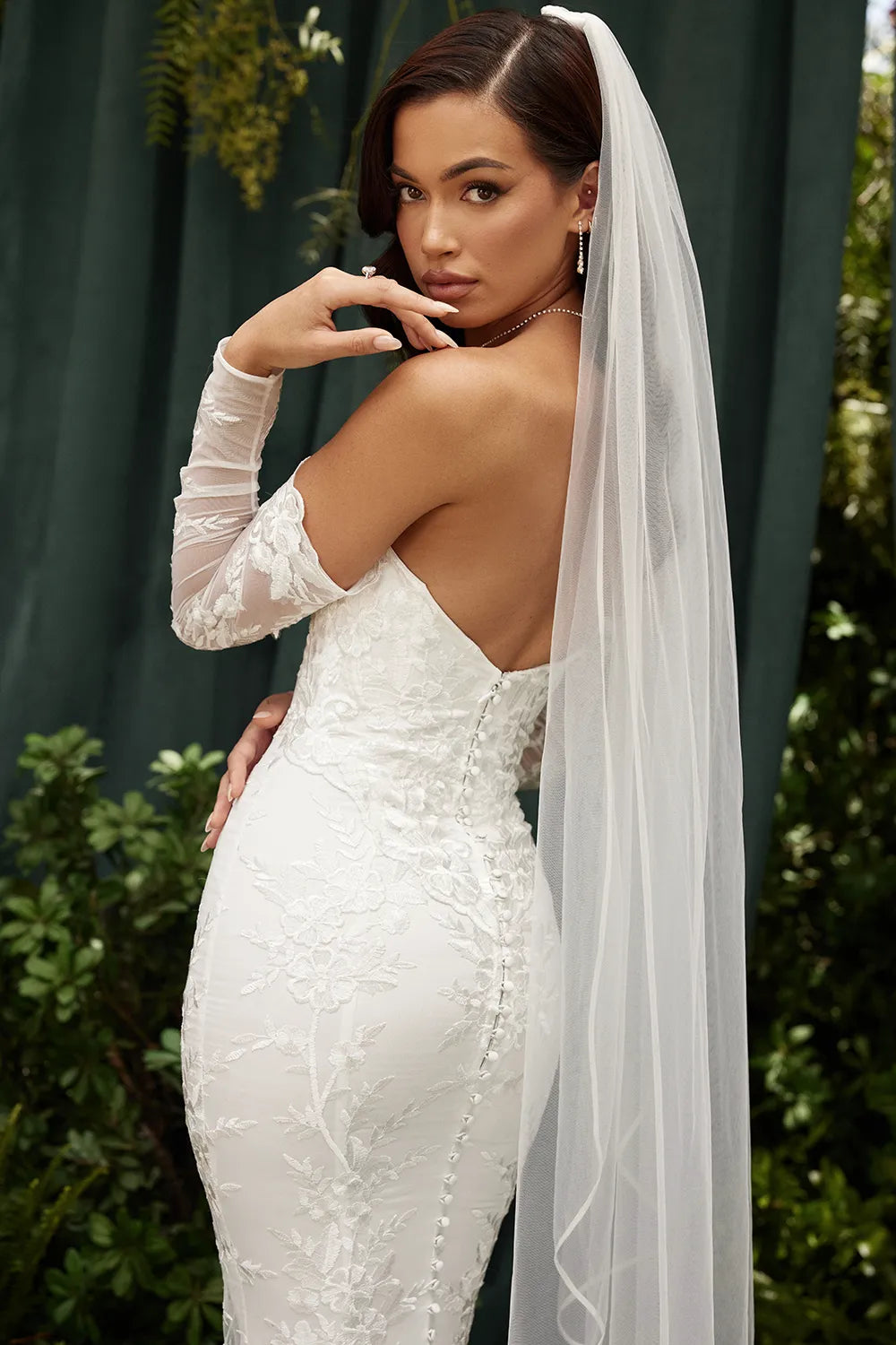 Isabelle White Lace Long Sleeve Bridal Gown
