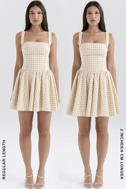 Isadora Gingerbread Gingham Mini Dress