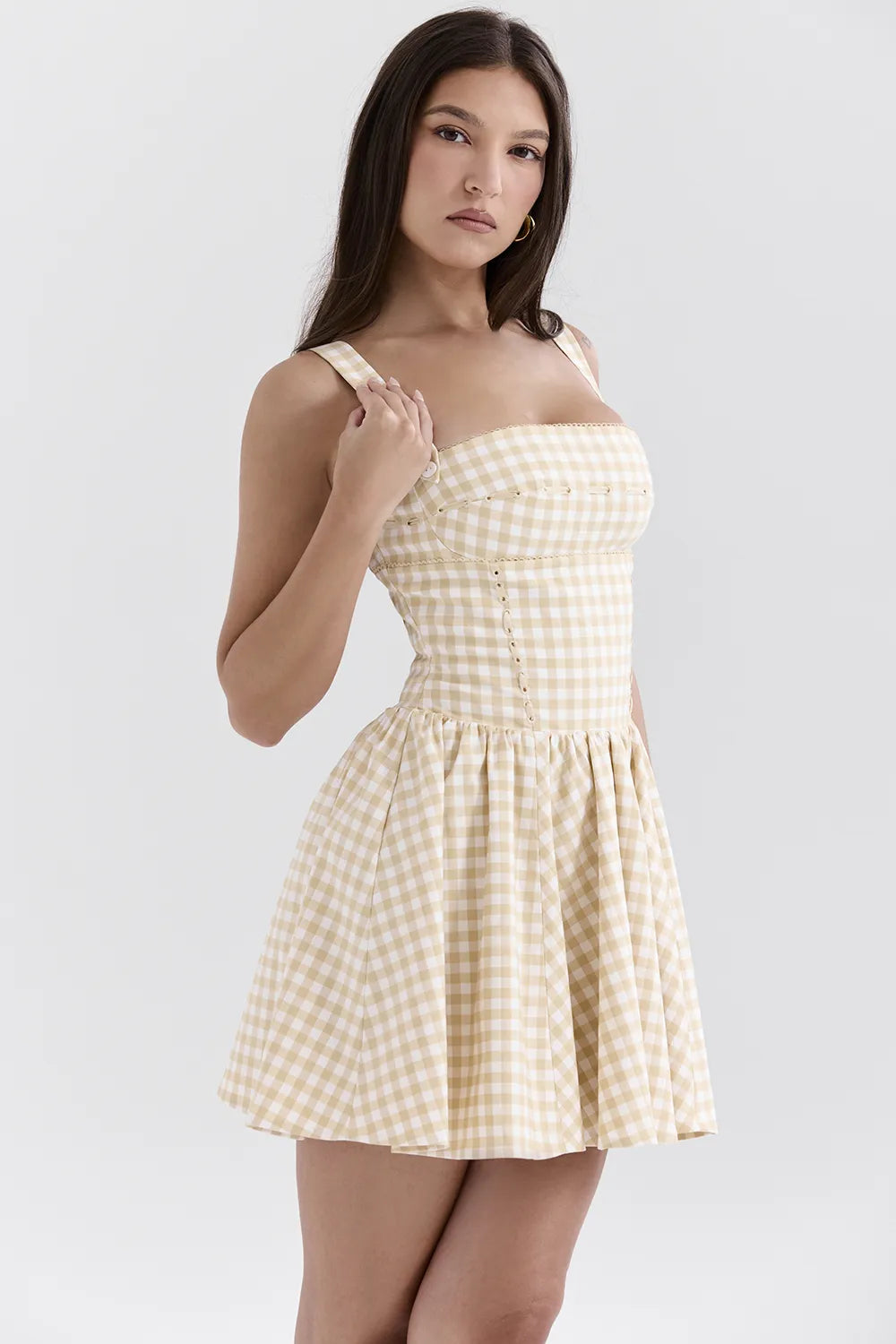 Isadora Gingerbread Gingham Mini Dress