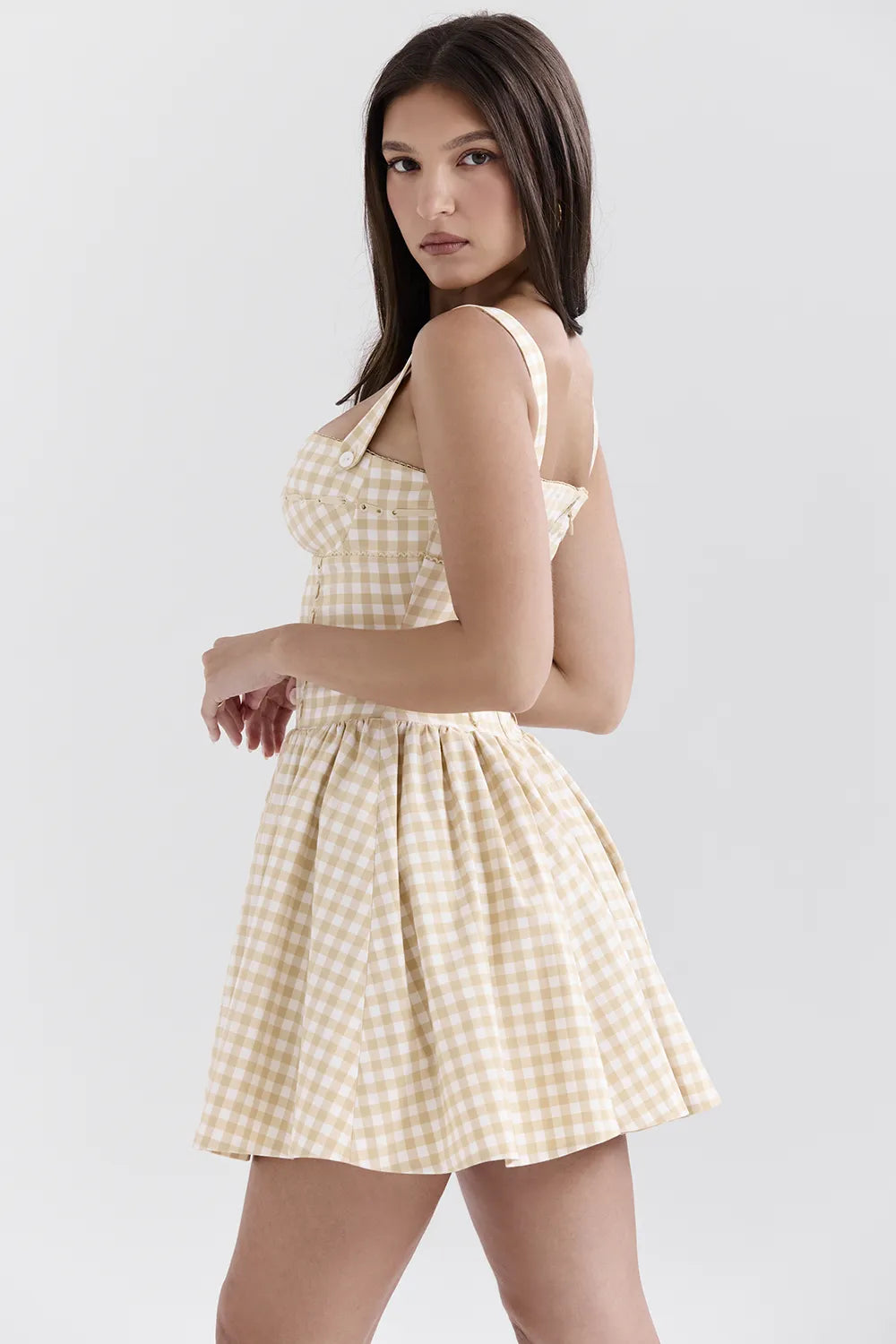 Isadora Gingerbread Gingham Mini Dress