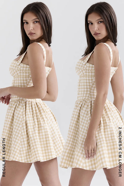 Isadora Gingerbread Gingham Mini Dress