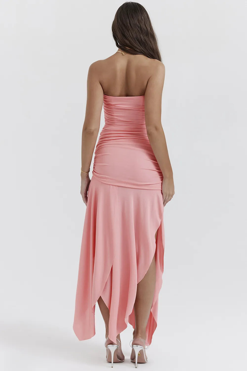 Ivana Apricot Gathered Asymmetric Dress
