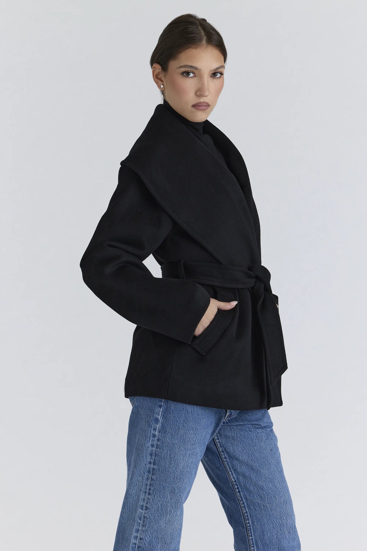 James Black Wool Shawl Collar Jacket