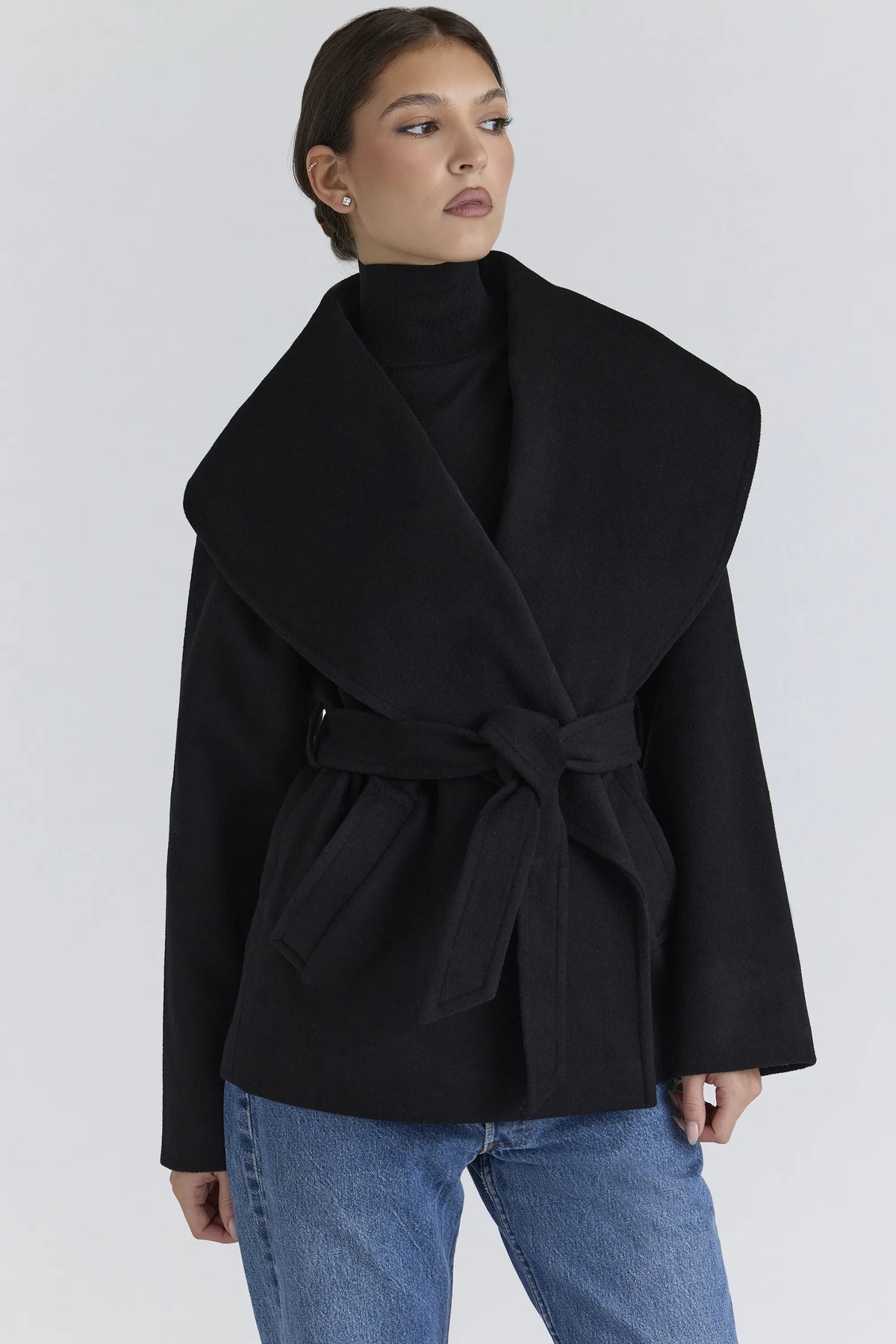 James Black Wool Shawl Collar Jacket
