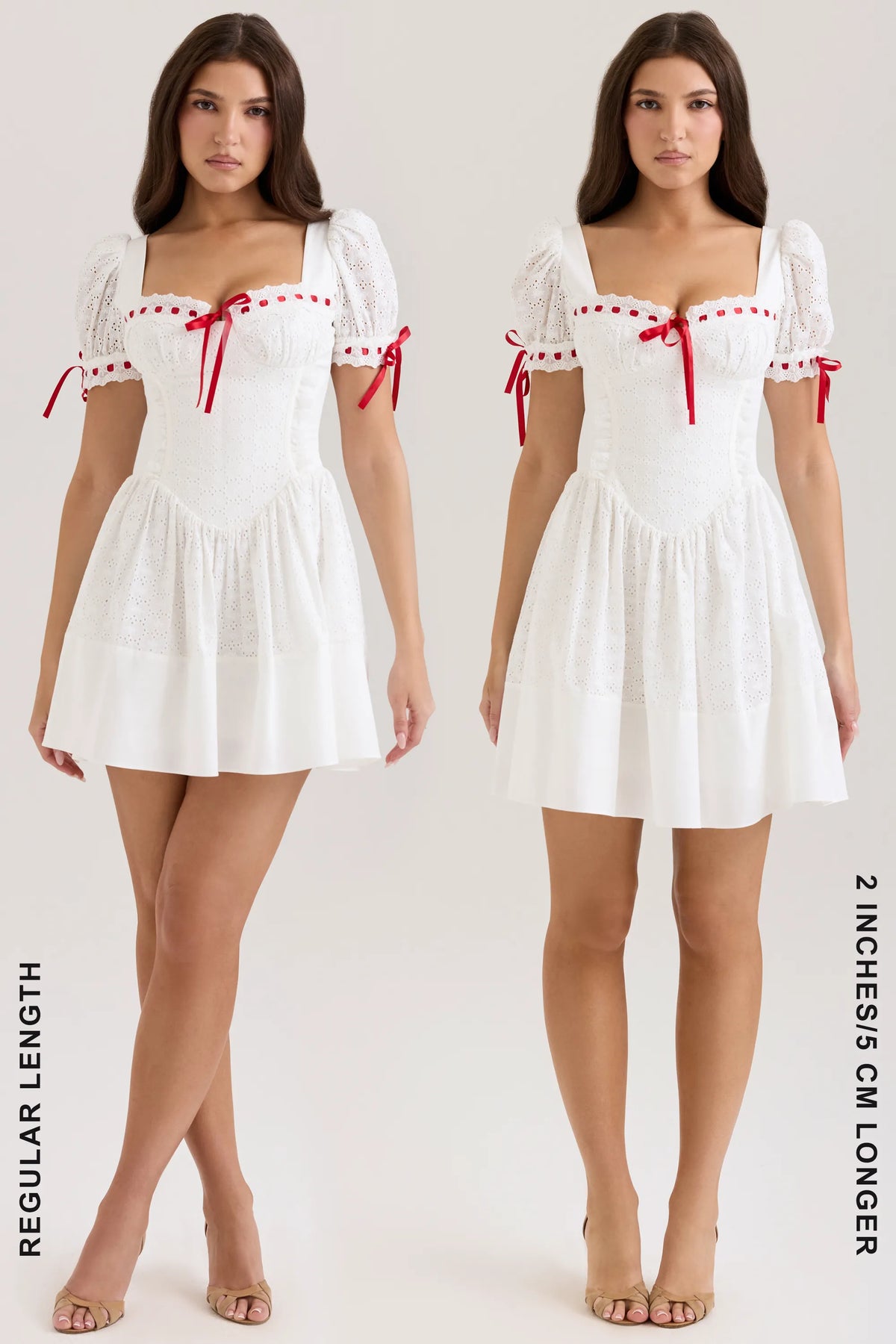 Jana White Broderie Anglaise Puff Sleeve Mini Dress