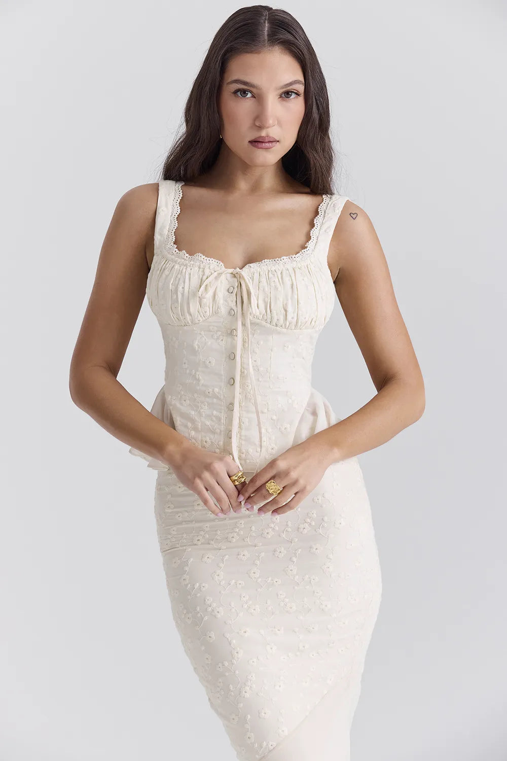 Jean Vintage Cream Cotton Broderie Anglais Peplum Top