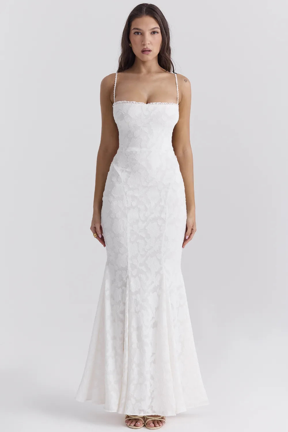 Joan Ivory Lace Up Back Maxi Dress
