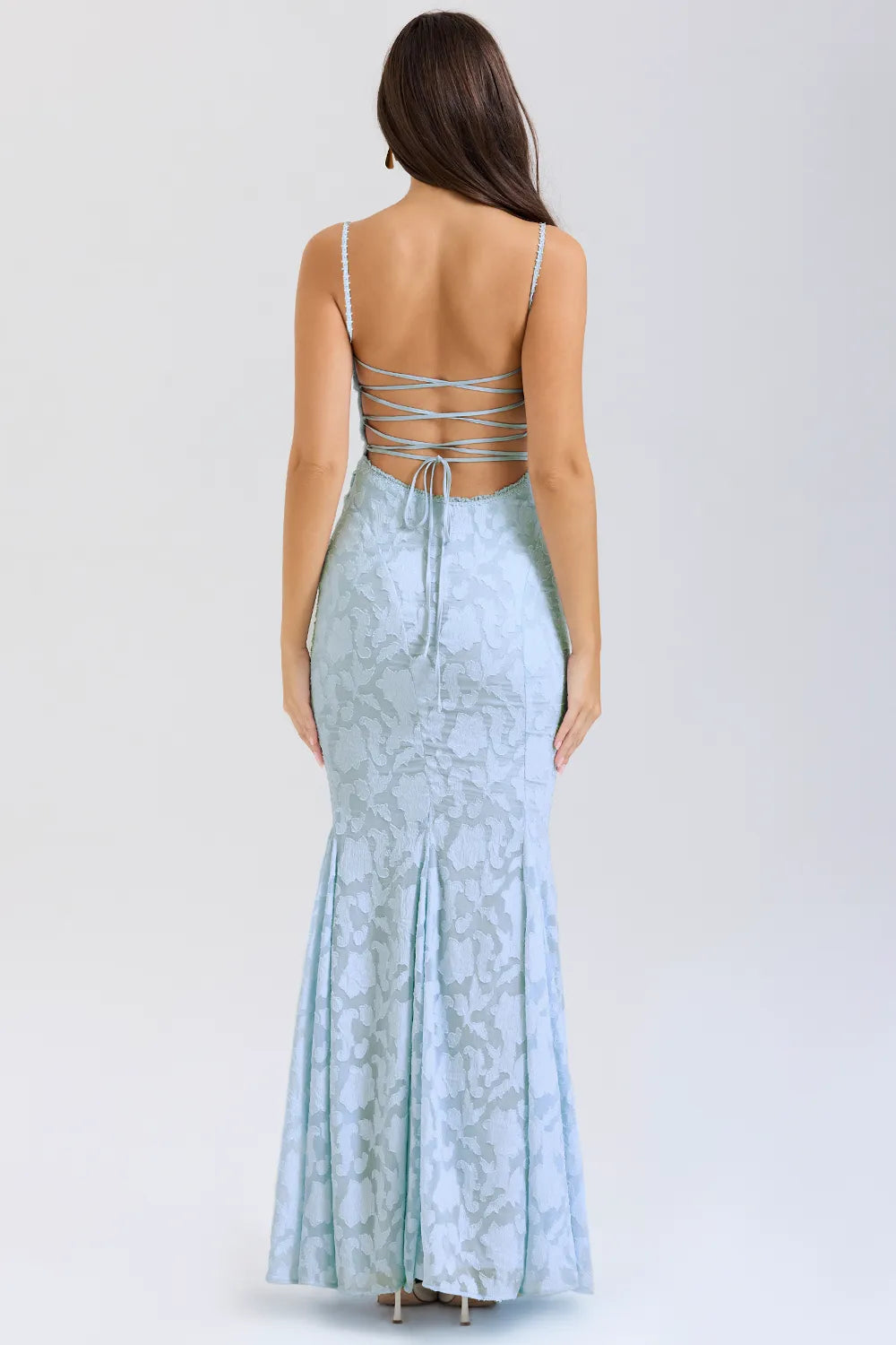 Joan Bluebell Lace Up Back Maxi Dress