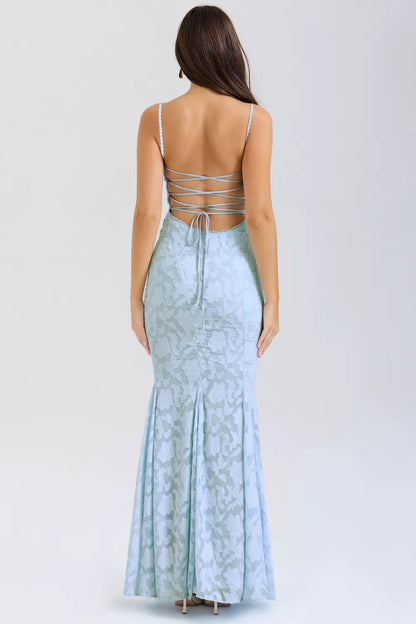 Joan Bluebell Lace Up Back Maxi Dress