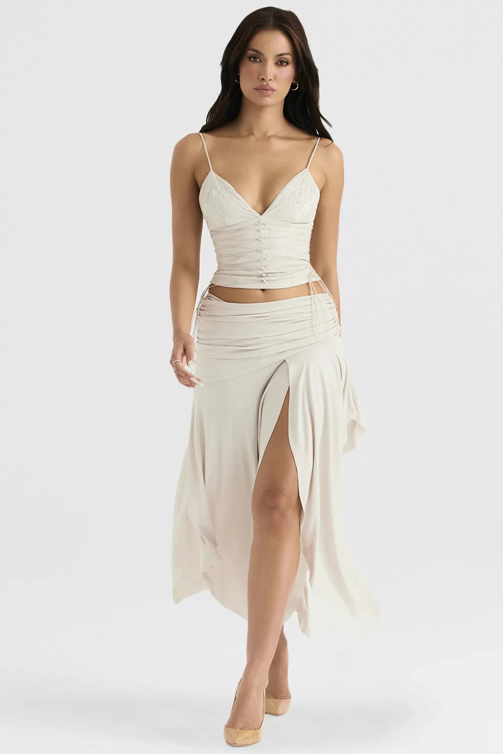 Antonella Off White Vegan Leather Corset
