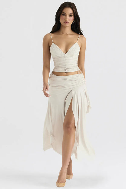 Antonella Off White Vegan Leather Corset